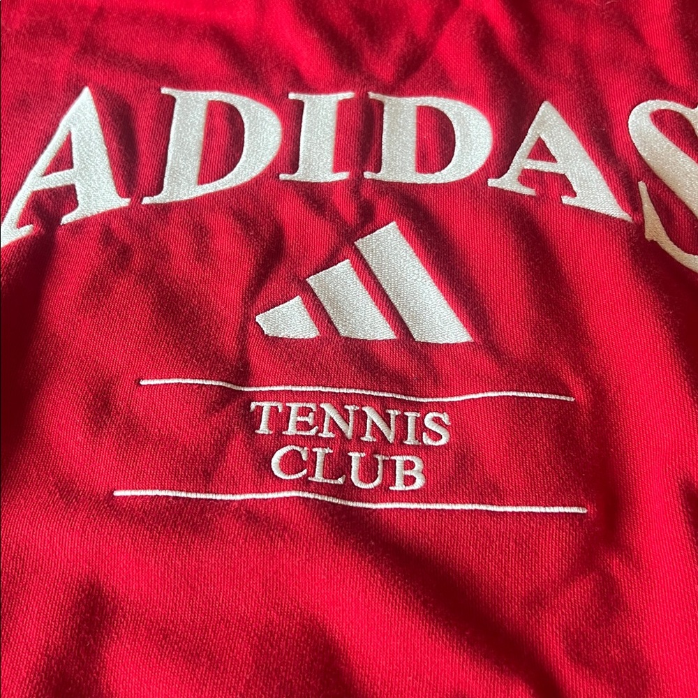 adidas Red Crewneck Sweatshirt with White Logo - Men medium Tennis - Picture 3 of 3
